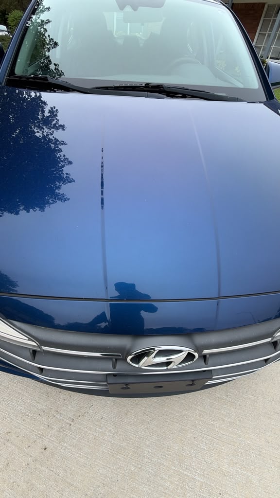 Blue Hyundai Elantra, front view